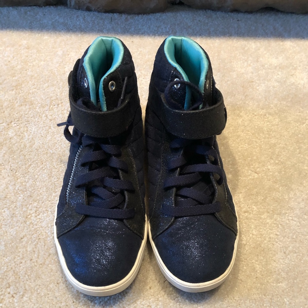 Sketchers navy glitter hi top
